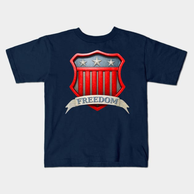 USA Shield Freedom Kids T-Shirt by macdonaldcreativestudios